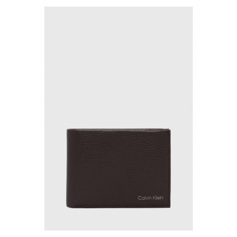 Kožená peněženka Calvin Klein hnědá barva, K50K507896