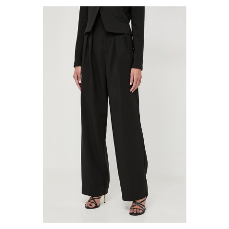Kalhoty Custommade Penny dámské, černá barva, jednoduché, high waist, 999425550