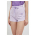 Bavlněné šortky Pinko fialová barva, s potiskem, high waist