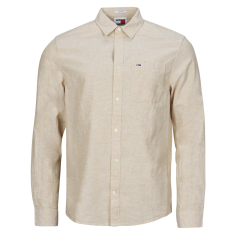 Tommy Jeans TJM REG LINEN BLEND SHIRT Béžová Tommy Hilfiger