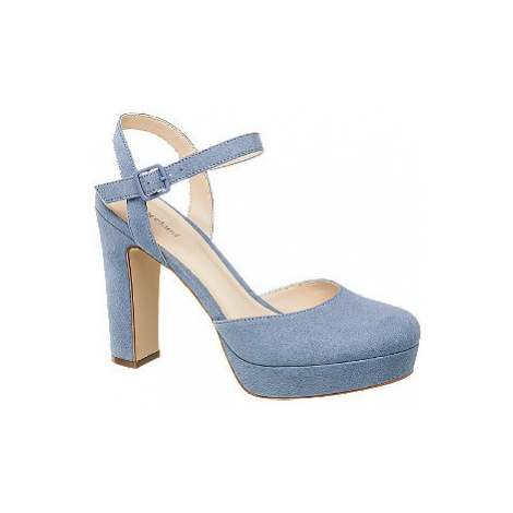 Modré sandály na podpatku Graceland