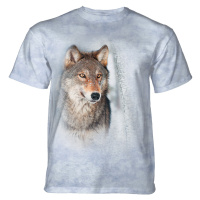 Pánské batikované triko The Mountain - GREY WOLF IN THE BIRCHES - vlci - modrá