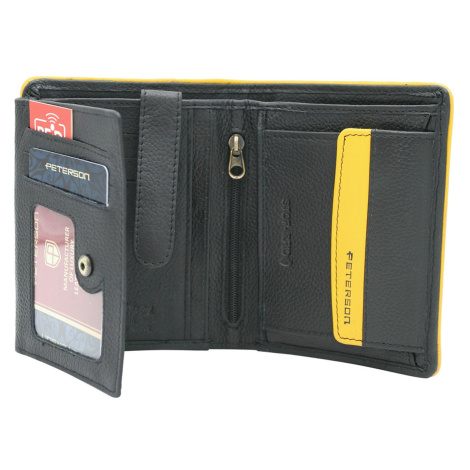 Pánská kožená peněženka Peterson PTN 303.03 černá / žlutá