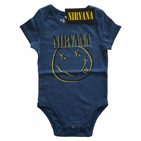 Nirvana kojenecké body tričko, Inverse Smiley Blue, dětské RockOff