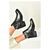 Fox Shoes Women's Black Low-Heeled Daily Boots