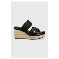 Pantofle Calvin Klein WEDGE 50HH - HE dámské, černá barva, na klínku, HW0HW01498