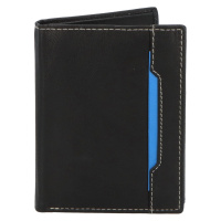Trendová pánská kožená peněženka Mluko, černá - modrá