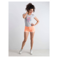 Shorts with trimming and text print apricot