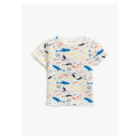 Koton tištěné dětské tričko v barvě ecru 3smb10052tk