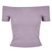 Ladies Off Shoulder Rib Tee - dustypurple