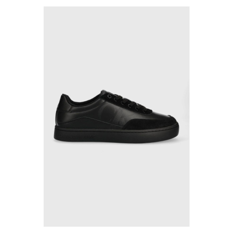 Kožené sneakers boty Calvin Klein Jeans CLASSIC CUPSOLE LACEUP MIX LTH černá barva, YM0YM00713