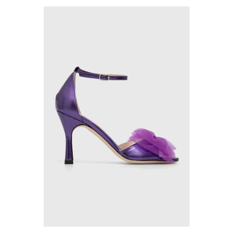 Kožené sandály Custommade Ashley Metallic Tulle fialová barva, 000304046