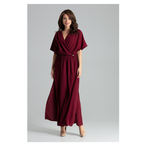 Dlouhé elegantní šaty L055 Deep Red Vínová Lenitif