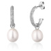 JwL Luxury Pearls Nádherné stříbrné náušnice kruhy s pravými perlami 2v1 JL0770