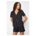 Trendyol Black Striped Viscose Woven Pajamas Set