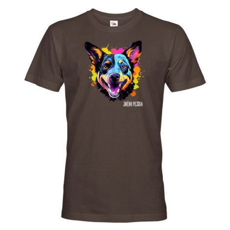 Pánské tričko s potiskem plemene Austrálsky honácký pes s volitelným jménem BezvaTriko
