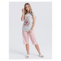 Růžovo-šedé dámské pyžamo s potiskem Edoti