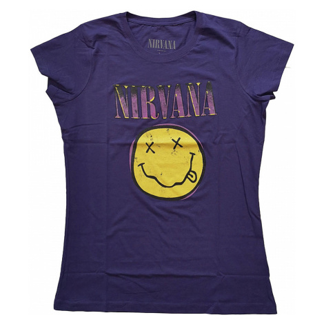 Nirvana tričko, Xerox Smiley Pink Girly Purple, dámské RockOff