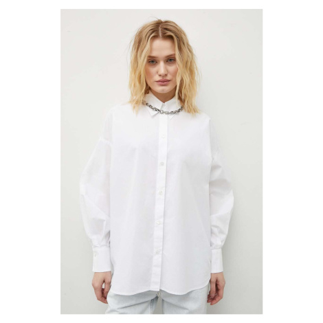 Bavlněná košile Drykorn LYSILA bílá barva, relaxed, s klasickým límcem, 12412087514