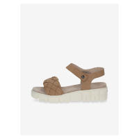 Béžovo-bílé dámské kožené sandály na platformě Caprice
