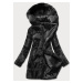 Černá dámská kožešinová bunda s kapucí (BR9741-1)