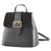 Elegantní dámský kožený batoh s klopnou černý, 29 x 14 x 28 (777-09CC)