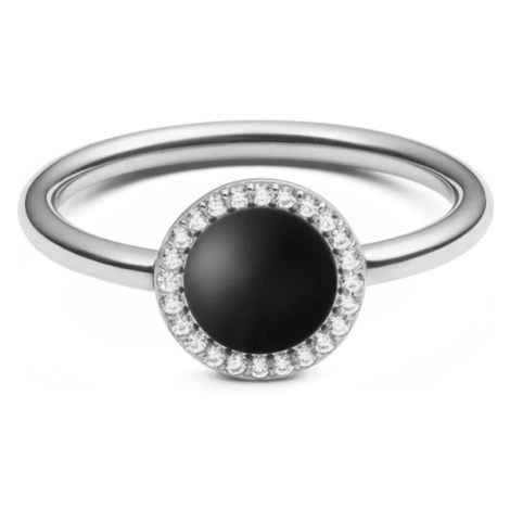 Daniel Wellington Elegantní prsten s černým achátem a krystaly Audrey DW0040138 50 mm