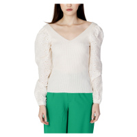 Only ONLNADIA LS WOVEN MIX V-NECK KNT - 15283864 Béžová