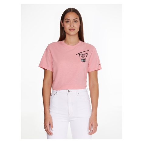 Tommy Jeans dámské růžové tričko Tommy Hilfiger