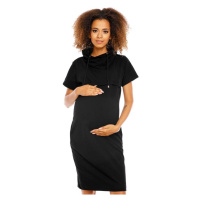 Těhotenské a kojící černé šaty s krátkým rukávem