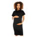 Těhotenské a kojící černé šaty s krátkým rukávem