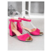 Módní dámské fialové sandály na širokém podpatku