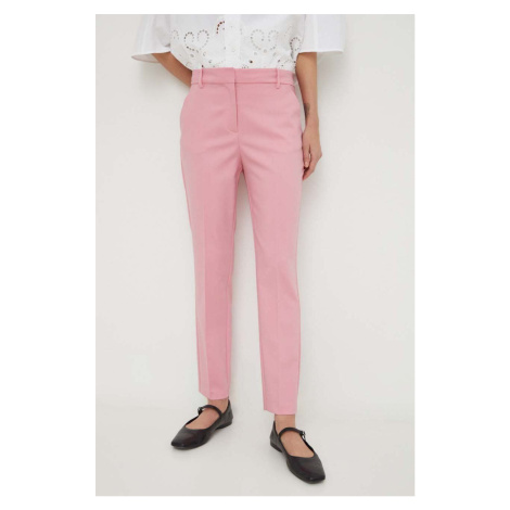 Kalhoty s příměsí lnu Liviana Conti růžová barva, fason cargo, high waist, F4SP43