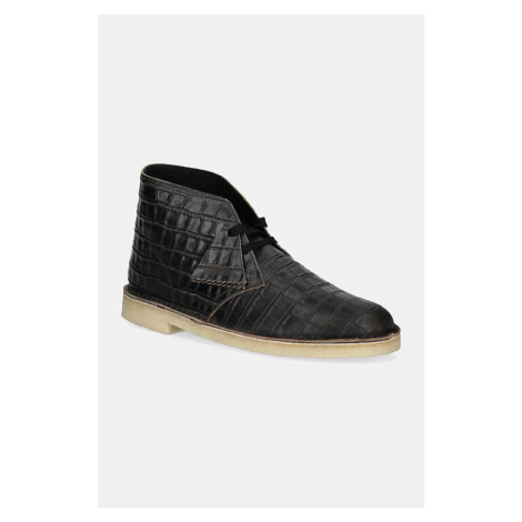 Kožené polobotky Clarks Originals Desert Boot pánské, černá barva, 26179165