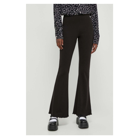 Kalhoty Tommy Jeans dámské, černá barva, zvony, high waist, DW0DW17311 Tommy Hilfiger