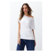 Trendyol White Viscose Relaxed Boat Neck Low Sleeve Knitted T-Shirt