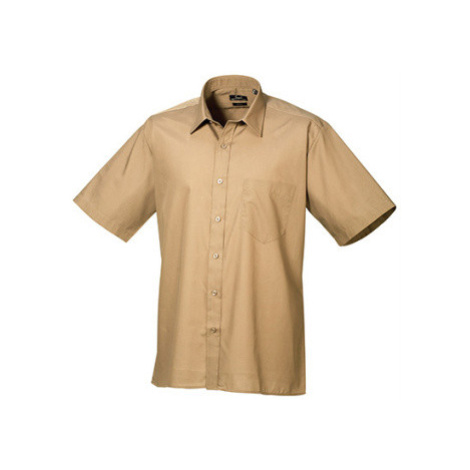 Premier Workwear Pánská košile s krátkým rukávem PR202 Khaki -ca. Pantone 7503