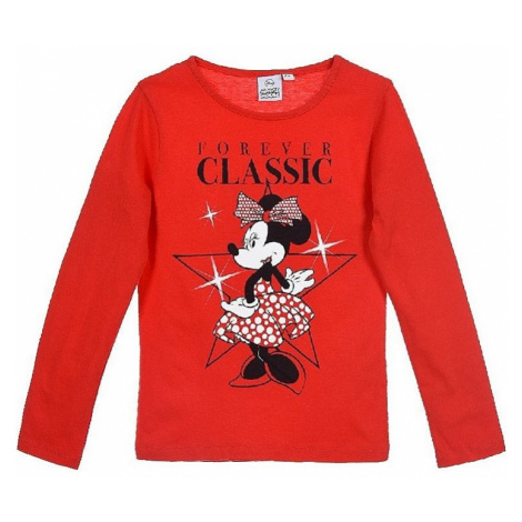 Minnie mouse červené dívčí tričko s dlouhým rukávem