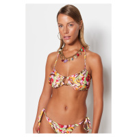 Trendyol Abstract Patterned Strapless Accessorized Bikini Top