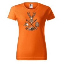 DOBRÝ TRIKO Dámské tričko s potiskem Jelen a šípy Barva: Oranžová
