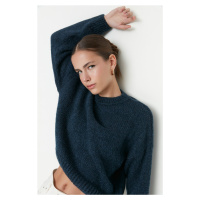 Trendyol Blue Wide Fit Soft Textured Basic Knitwear Sweater