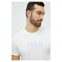 Bavlněné pyžamové tričko Polo Ralph Lauren bílá barva, s potiskem, 714899613