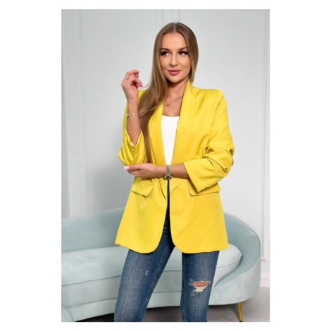 Elegantní sako s klopami žluté barvy Kesi