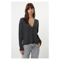 Trendyol Anthracite Wide Cut Both Detailed Wide Cut Knit Cardigan