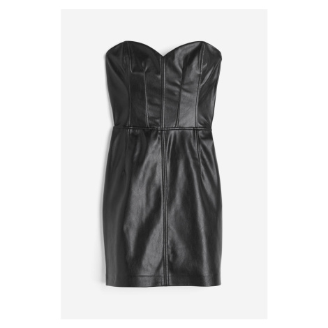 H & M - Šaty v korzetovém stylu's povrchovou vrstvou - černá H&M