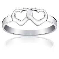 Stříbrný prsten dvojité srdce