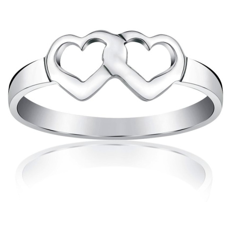 Stříbrný prsten dvojité srdce Silvego