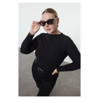 Trendyol Curve Black Foam Knit Plus Size Blouse