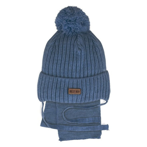 Chlapecká čepice AJS AJS 48-316 - se šálou Tmavě modrá