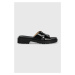 Kožené pantofle Lauren Ralph Lauren Kelsie dámské, černá barva, 802904252001